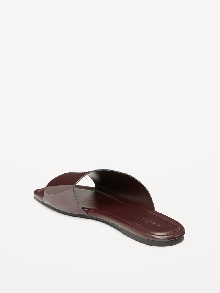 Faux-Leather Slide Sandals for Women
