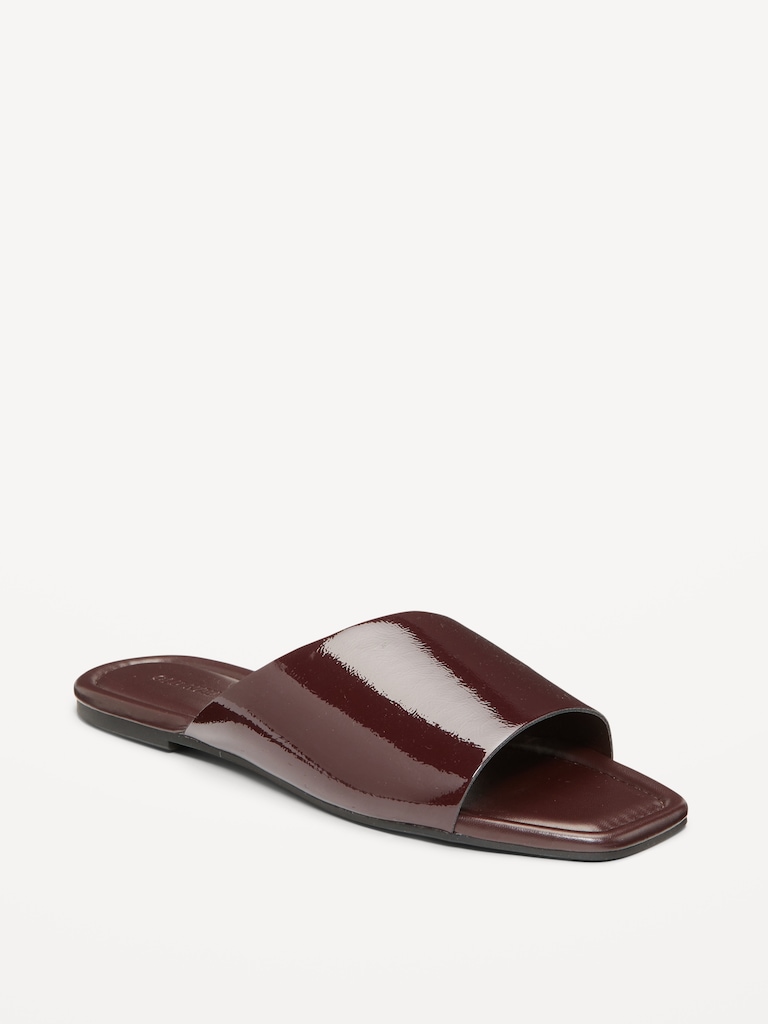 Faux-Leather Slide Sandals for Women