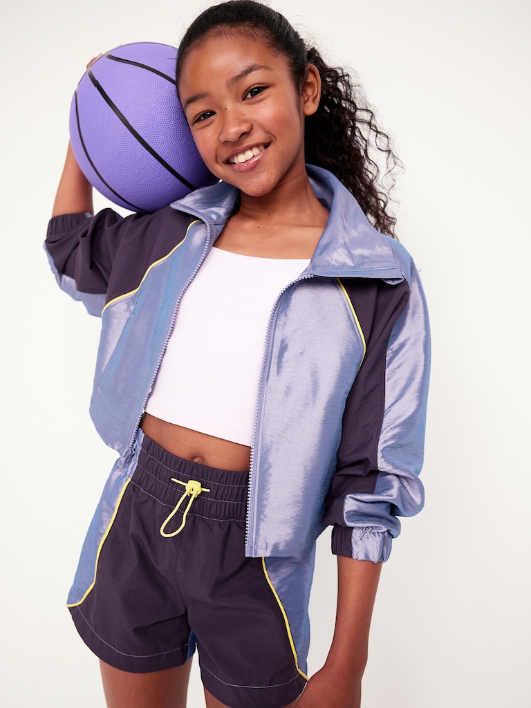 High-Waisted Color-Block Performance Shorts for Girls