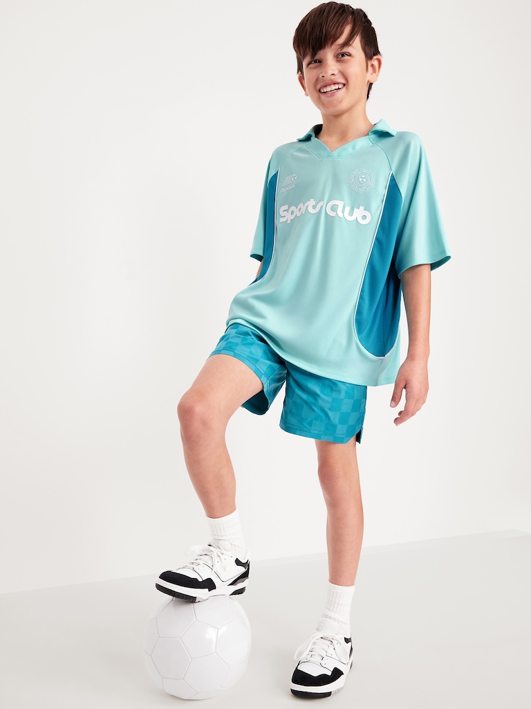 Oversized Collared Soccer Jersey T-Shirt for Boys