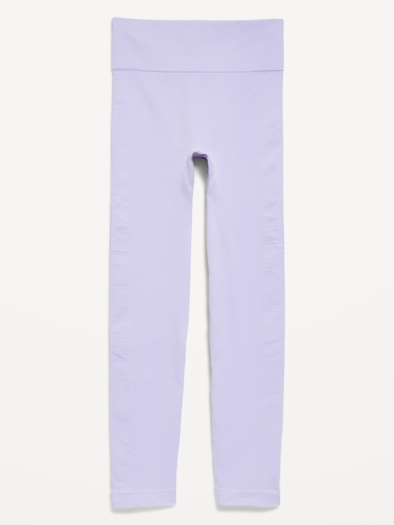 Fitted High-Waisted 7/8-Length Seamless Performance Leggings for Girls