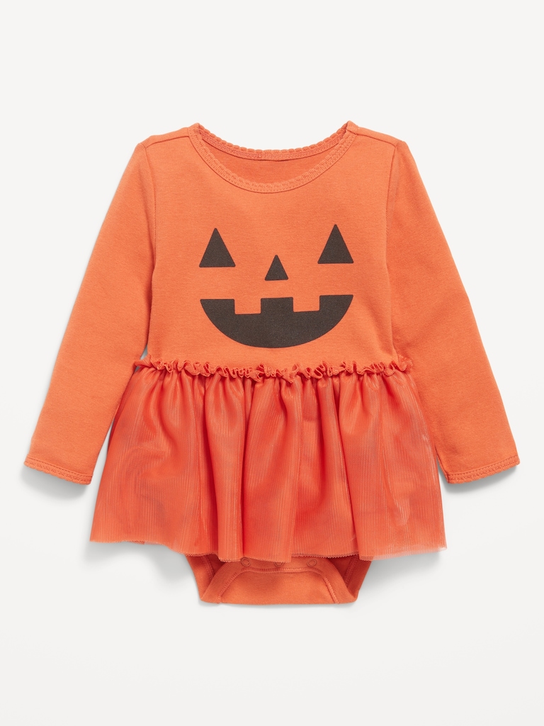 Long-Sleeve Graphic Bodysuit Tutu Dress for Baby