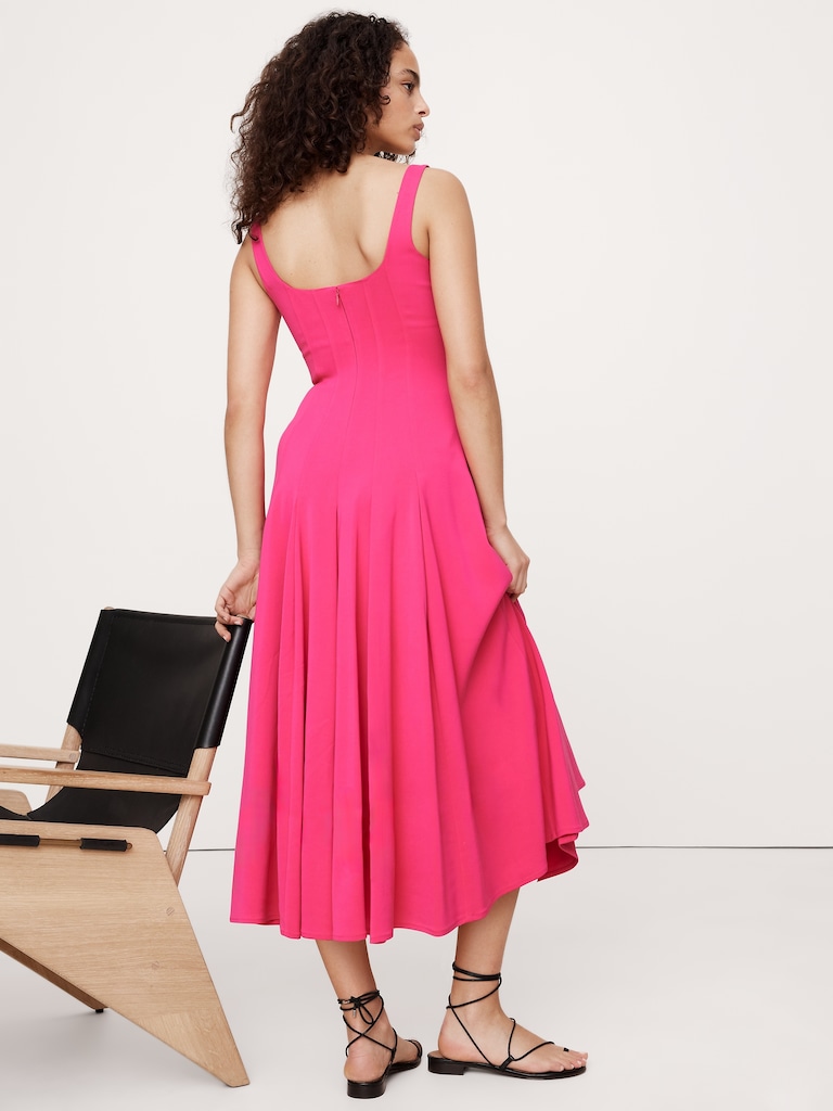 Stretch-Sateen Square-Neck Maxi Dress