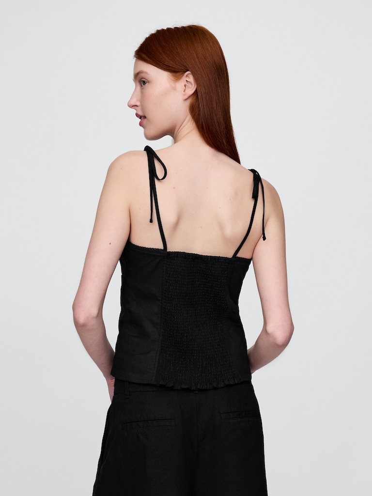 Linen-Blend Tie-Strap Cami