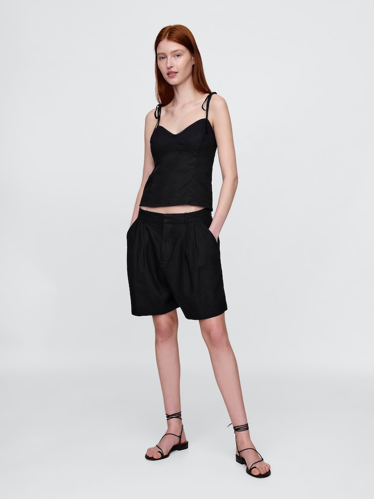 Linen-Blend Tie-Strap Cami