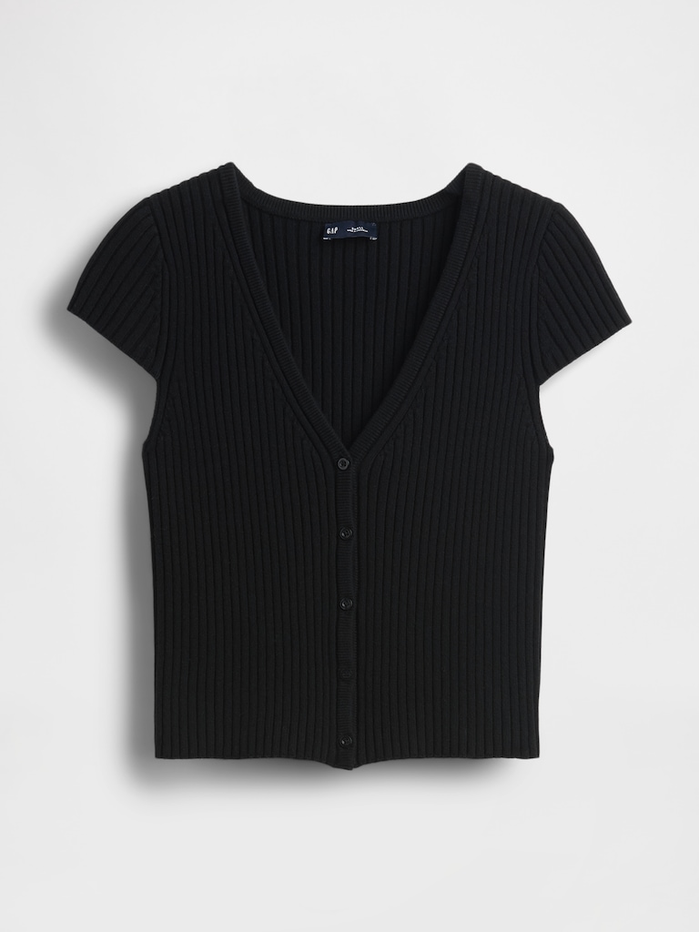 Cropped Rib Cardigan