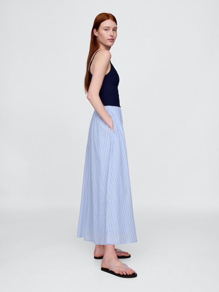 Compact Jersey Mixed Media Maxi Dress
