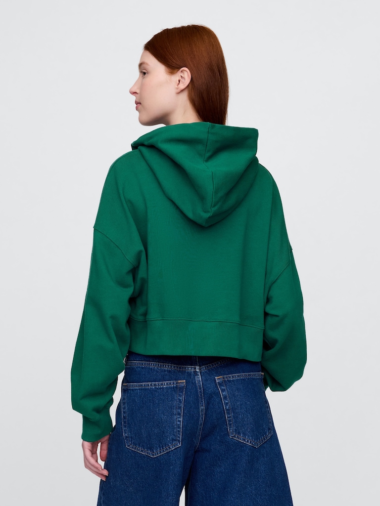 French Terry Oversized Crop Hoodie