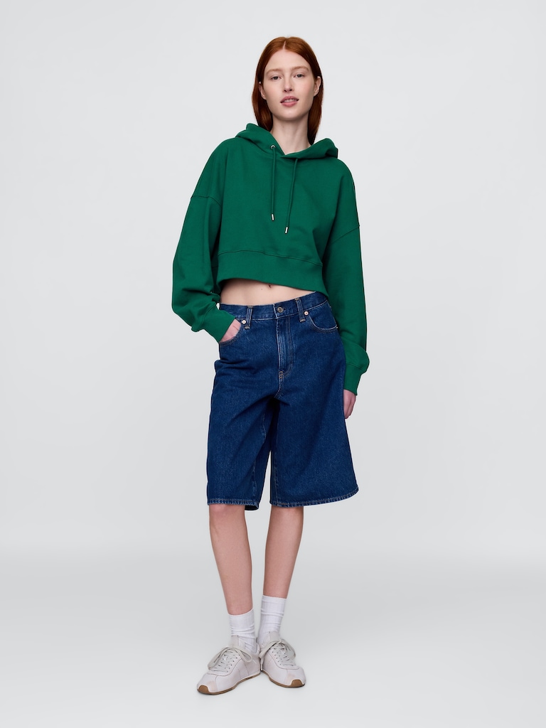 French Terry Oversized Crop Hoodie