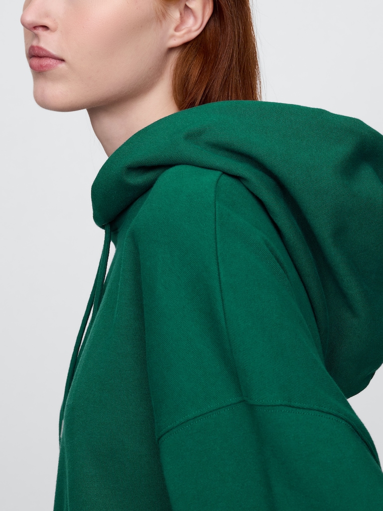 French Terry Oversized Crop Hoodie