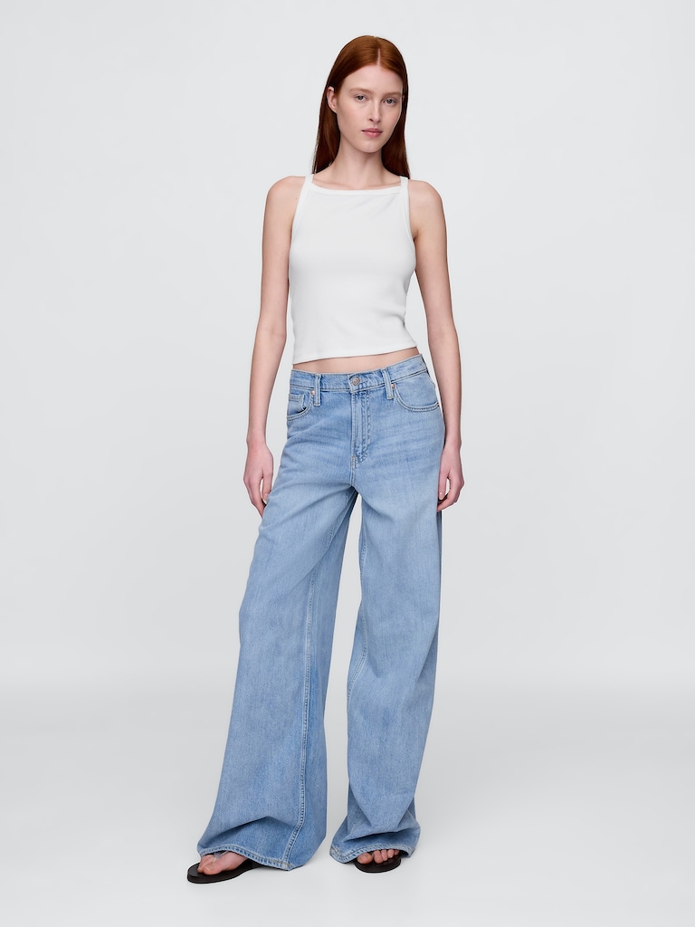 Modern Apron-Neck Crop Tank Top