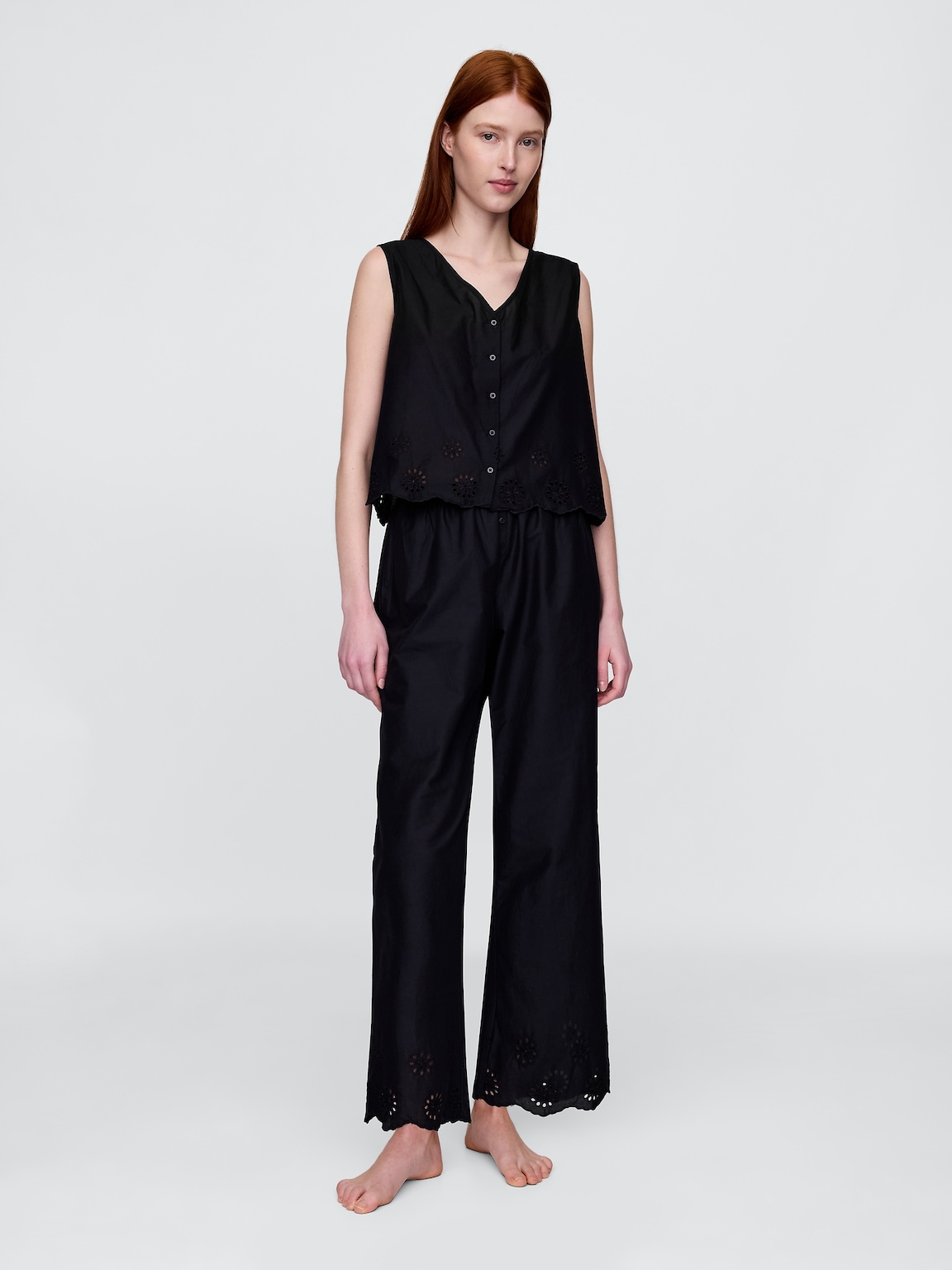 Eyelet Hem PJ Top