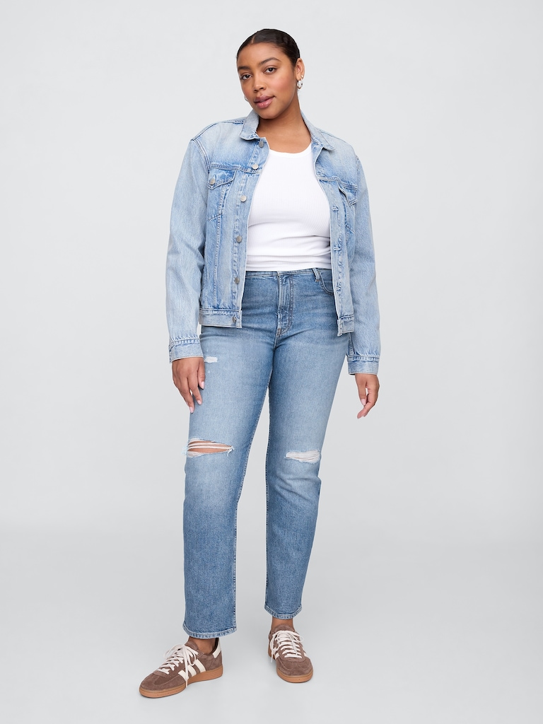 High Rise Destructed '90s Straight Jeans