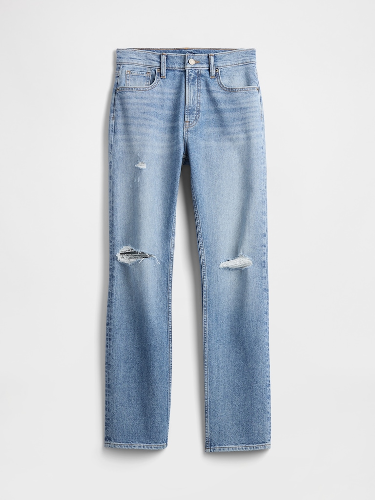 High Rise Destructed '90s Straight Jeans