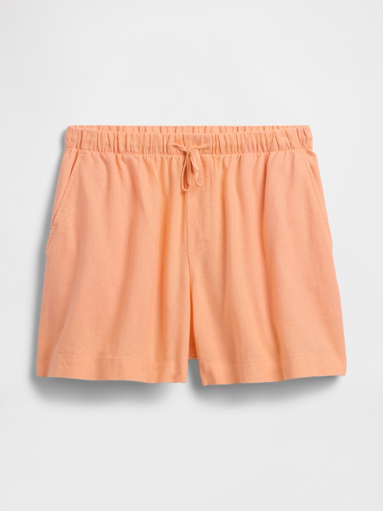 4" Mid Rise Pull-On Linen-Blend Shorts