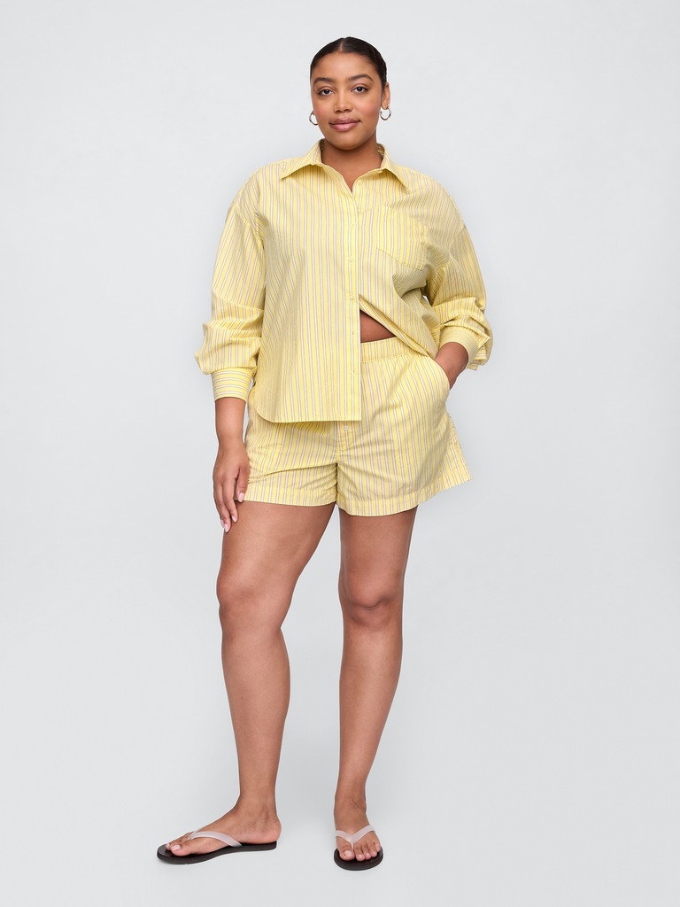 Relaxed Pull-On Poplin Shorts