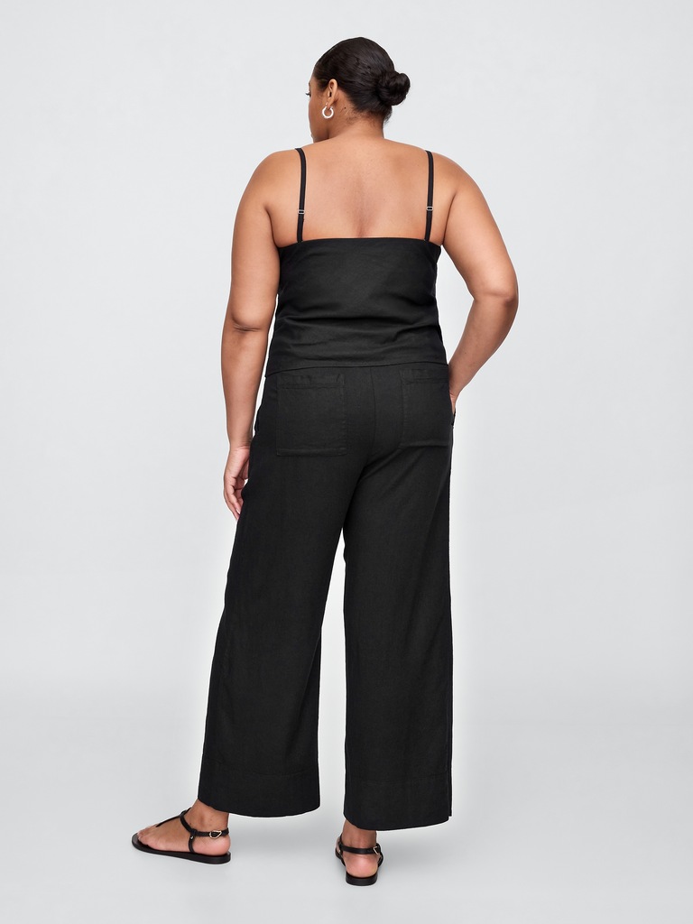 Relaxed Linen-Blend Pull-On Crop Pants
