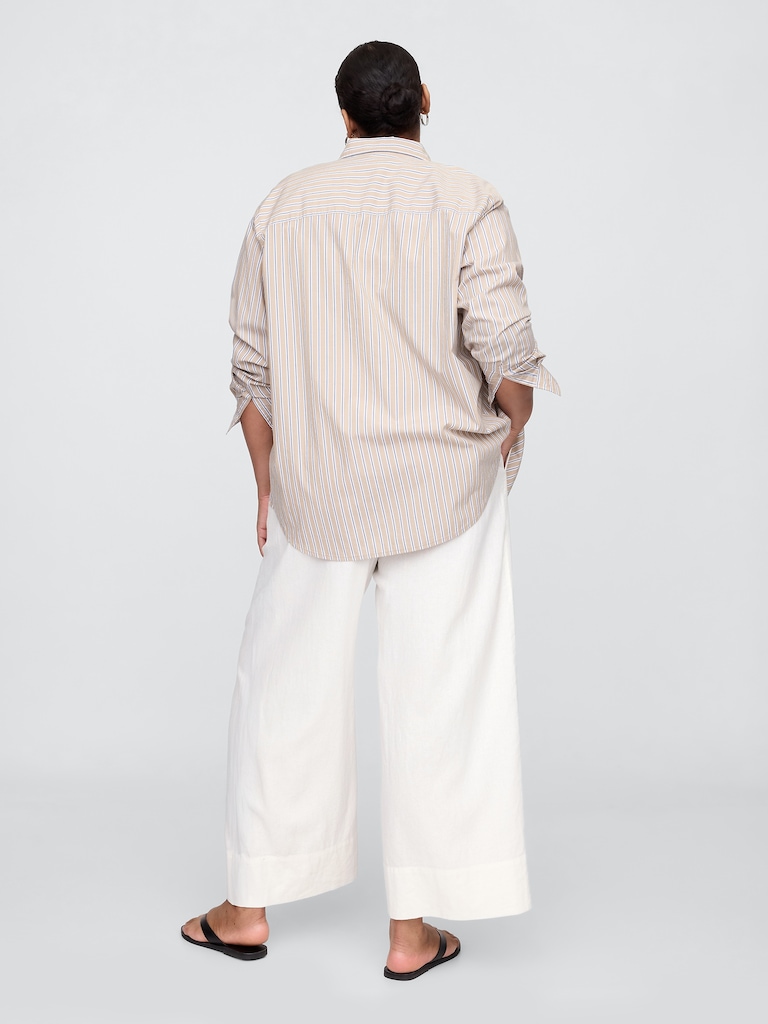Relaxed Linen-Blend Pull-On Crop Pants