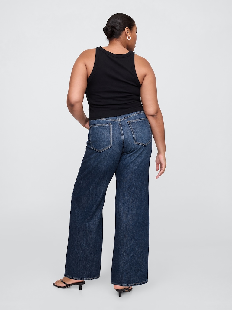 High Rise SuperSoft Studded Wide-Leg Jeans