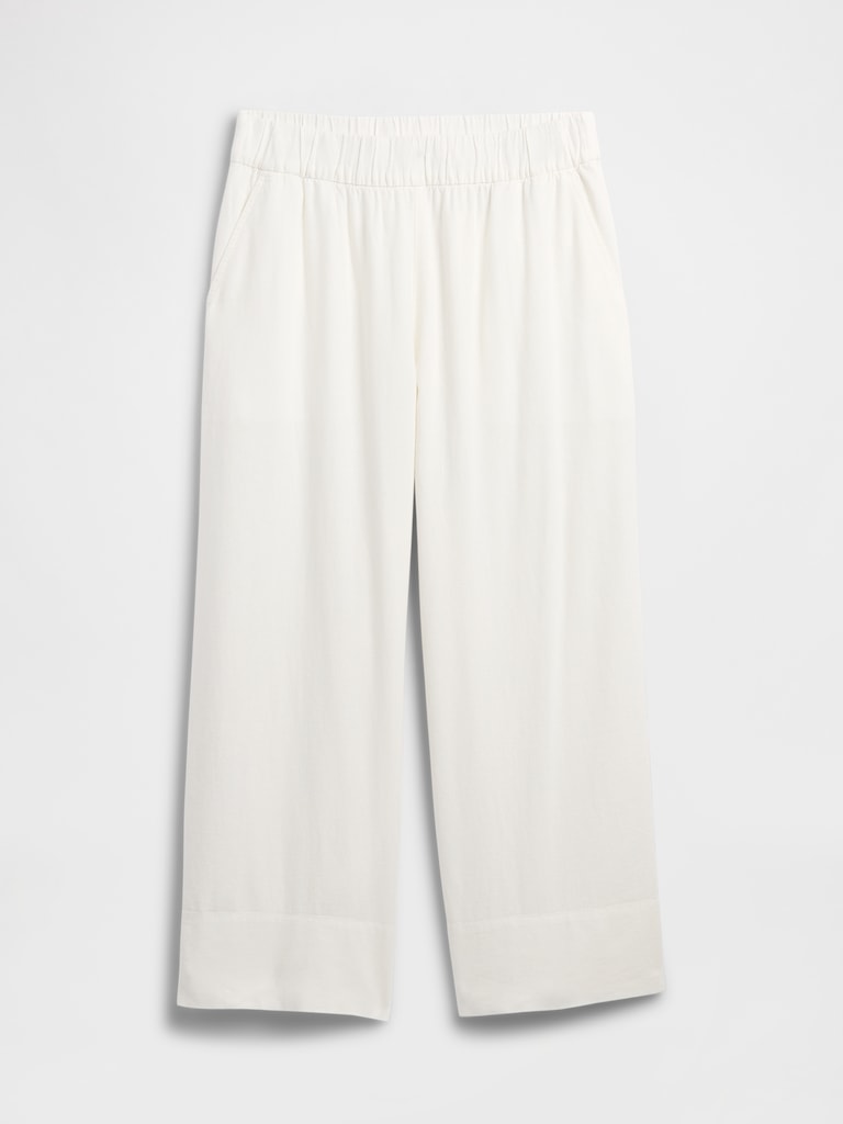 Relaxed Linen-Blend Pull-On Crop Pants