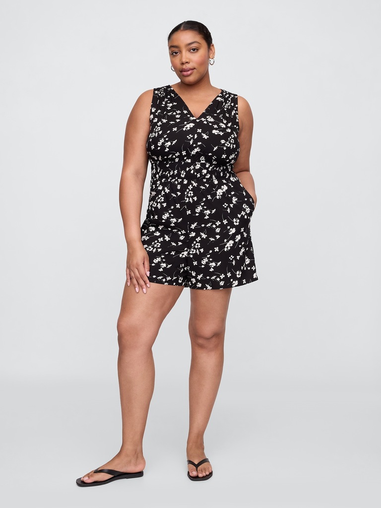 Smocked V-Neck Romper