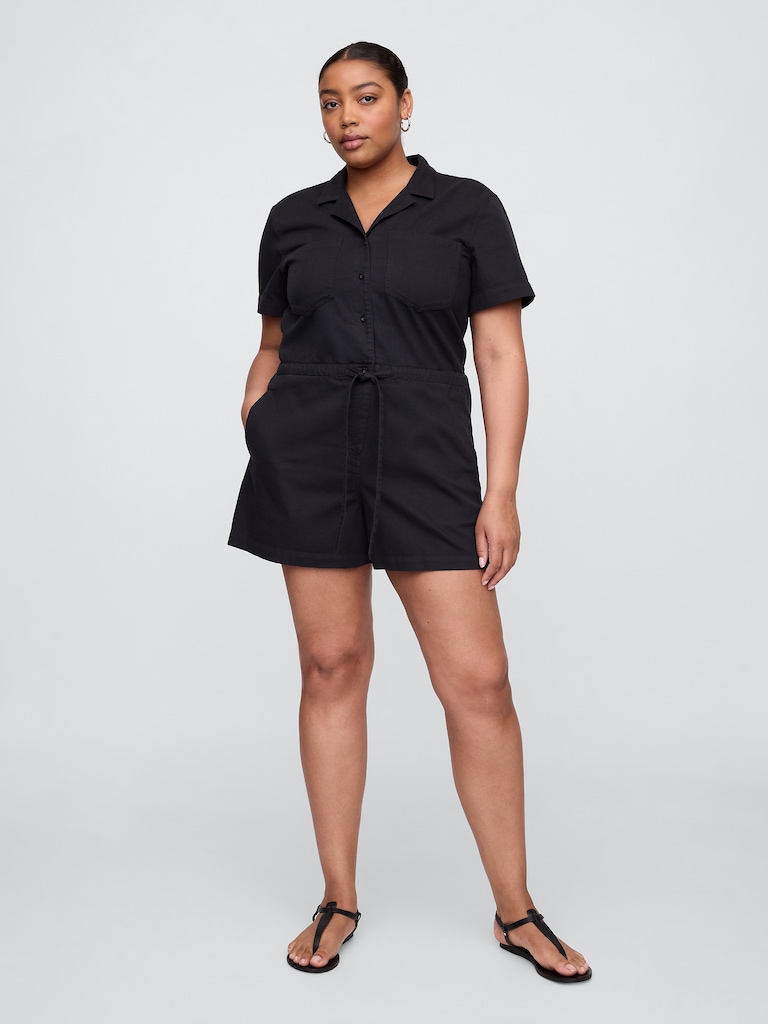 Relaxed Twill Utility Romper