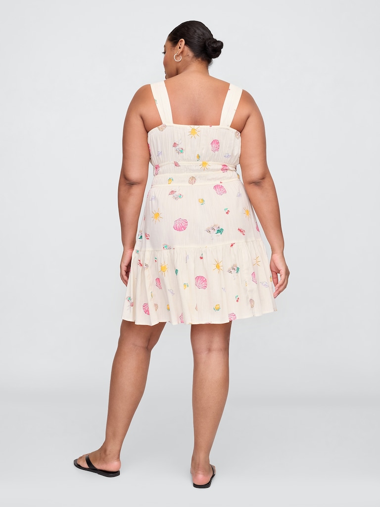 Smocked Tie-Front Mini Dress