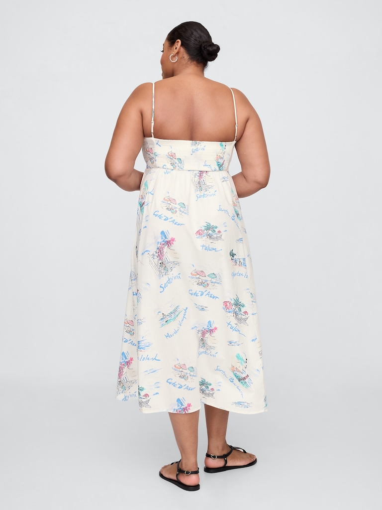 Poplin Squareneck Midi Dress