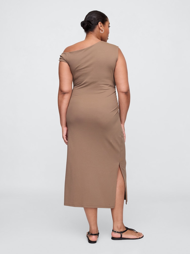 Modern Ribbed One-Shoulder Midi Dress
