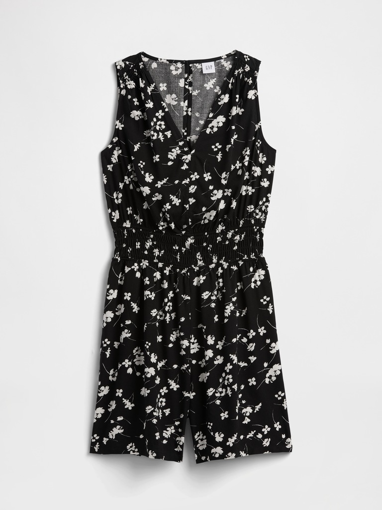 Smocked V-Neck Romper