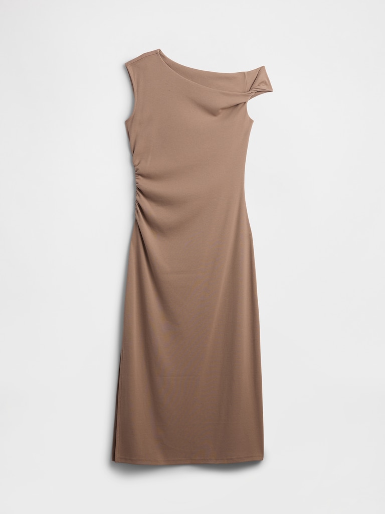 Modern Ribbed One-Shoulder Midi Dress