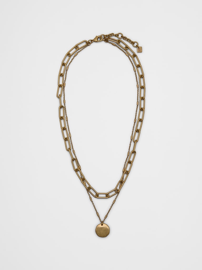 Disc Paperclip Layered Necklace