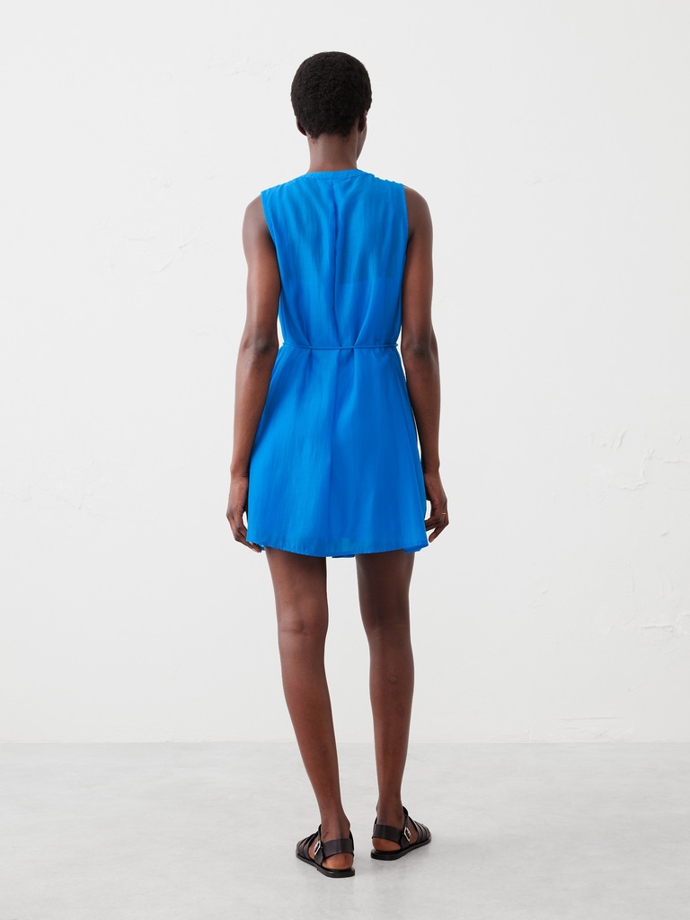 Pintuck Organza Mini Dress