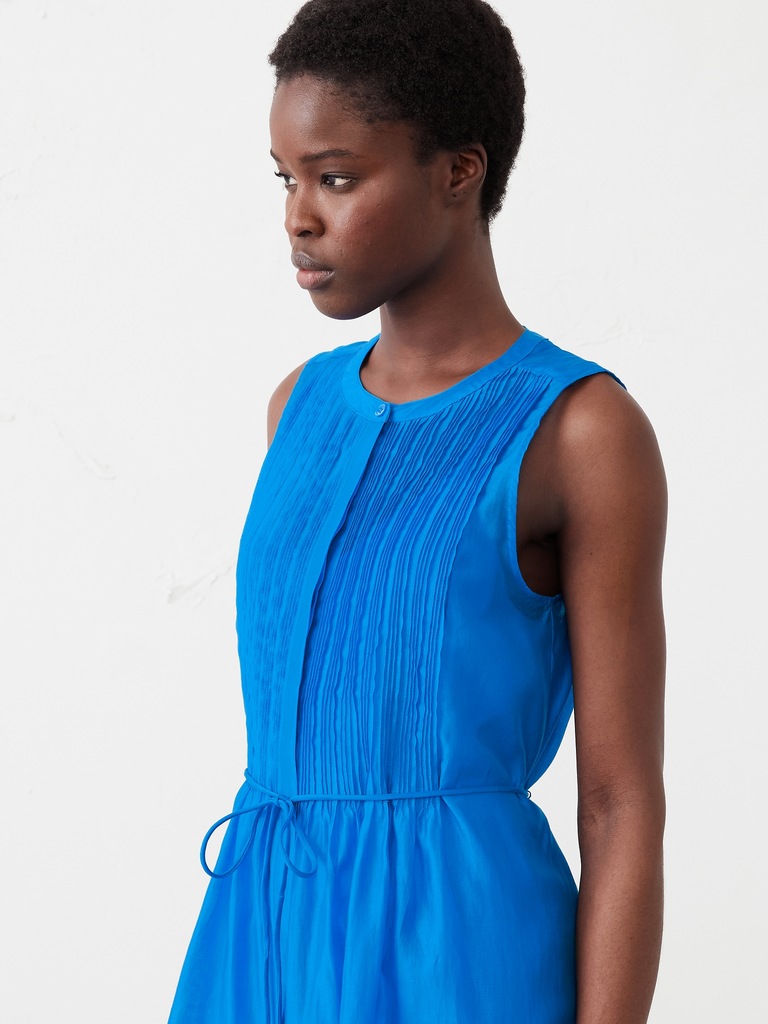 Pintuck Organza Mini Dress