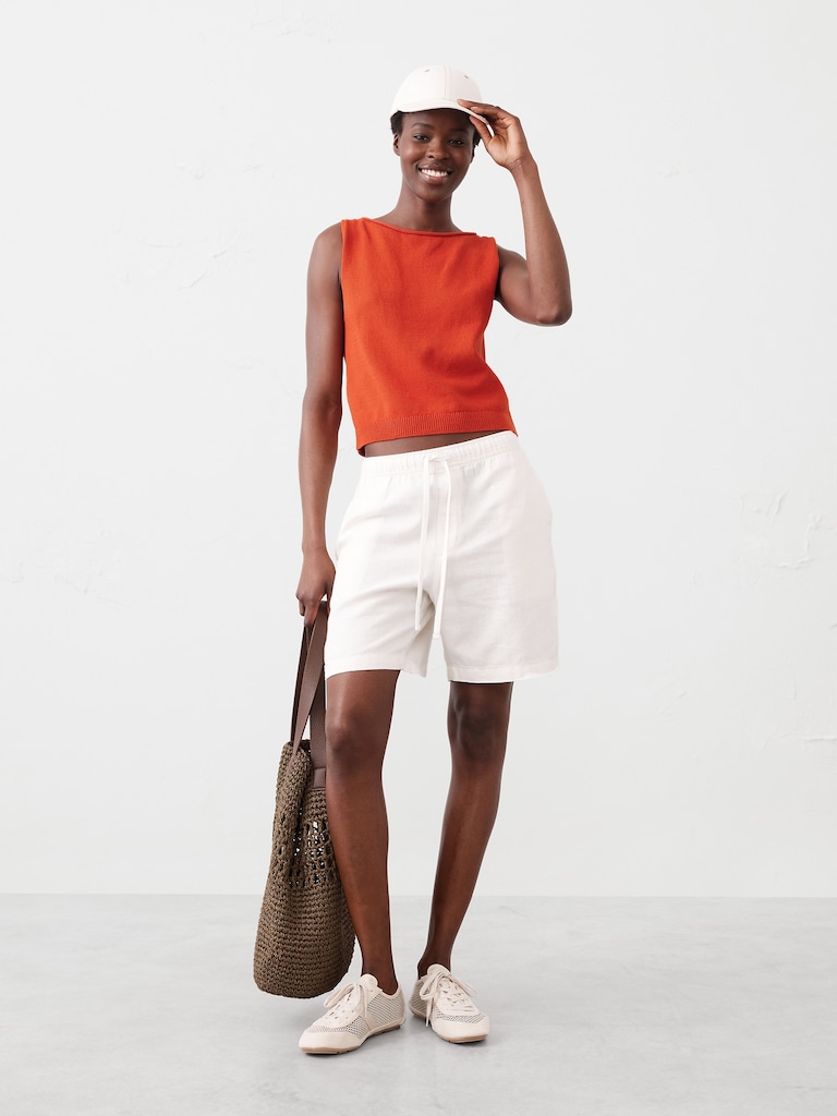 Cropped Boatneck Sweater Shell