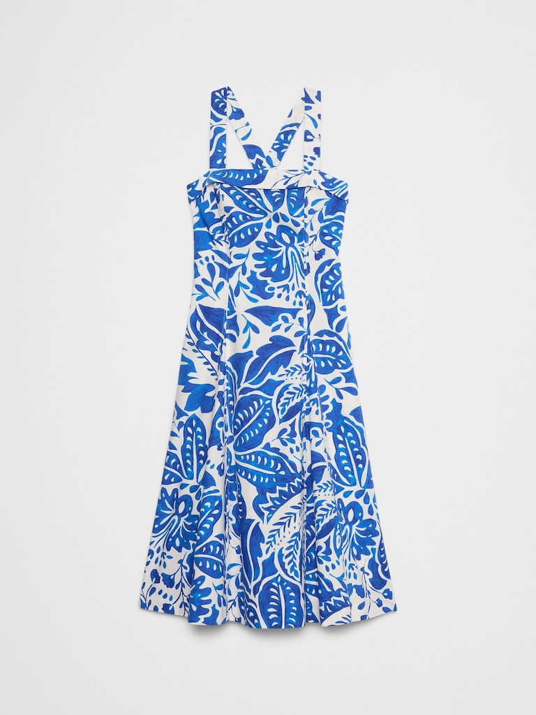 Poplin Cross-Back Midi Dress