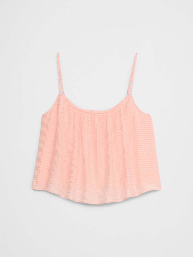 Seersucker Shirred-Neck Cami