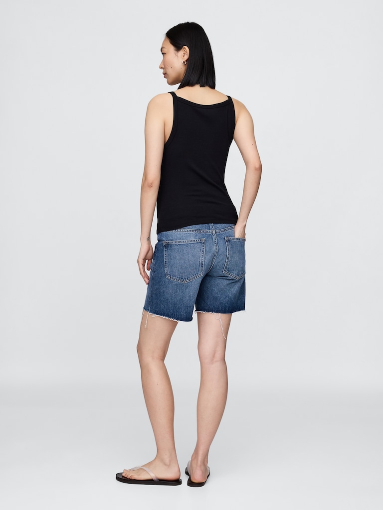 7" Maternity Full Panel Denim Bermuda Shorts
