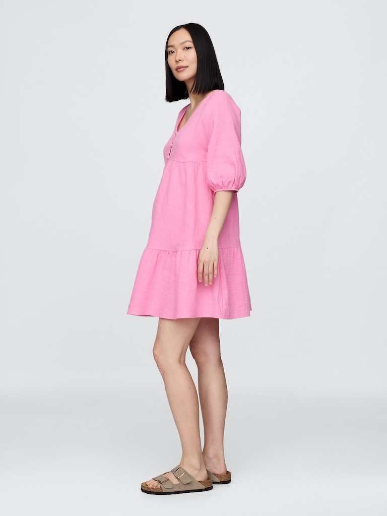 Maternity Crinkle Gauze Tiered Dress