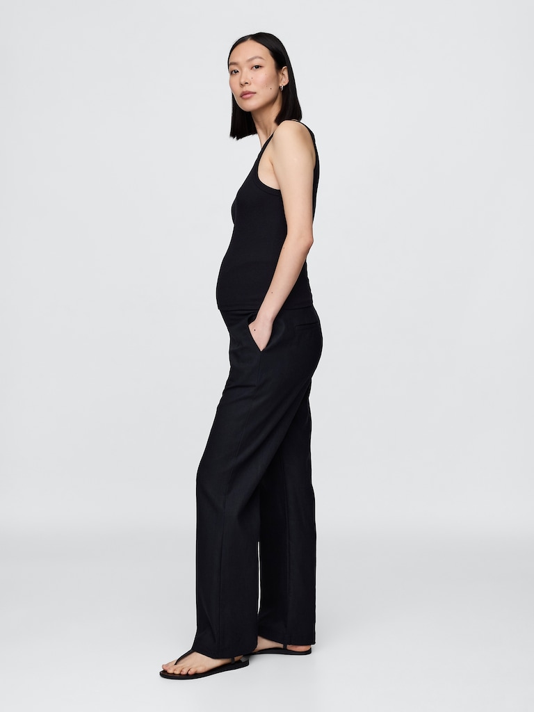 Maternity Full Panel Linen-Blend Pants