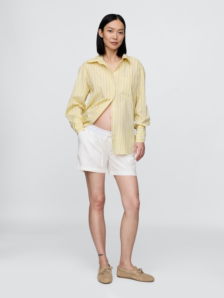 Maternity Under Belly Linen-Cotton Easy Shorts