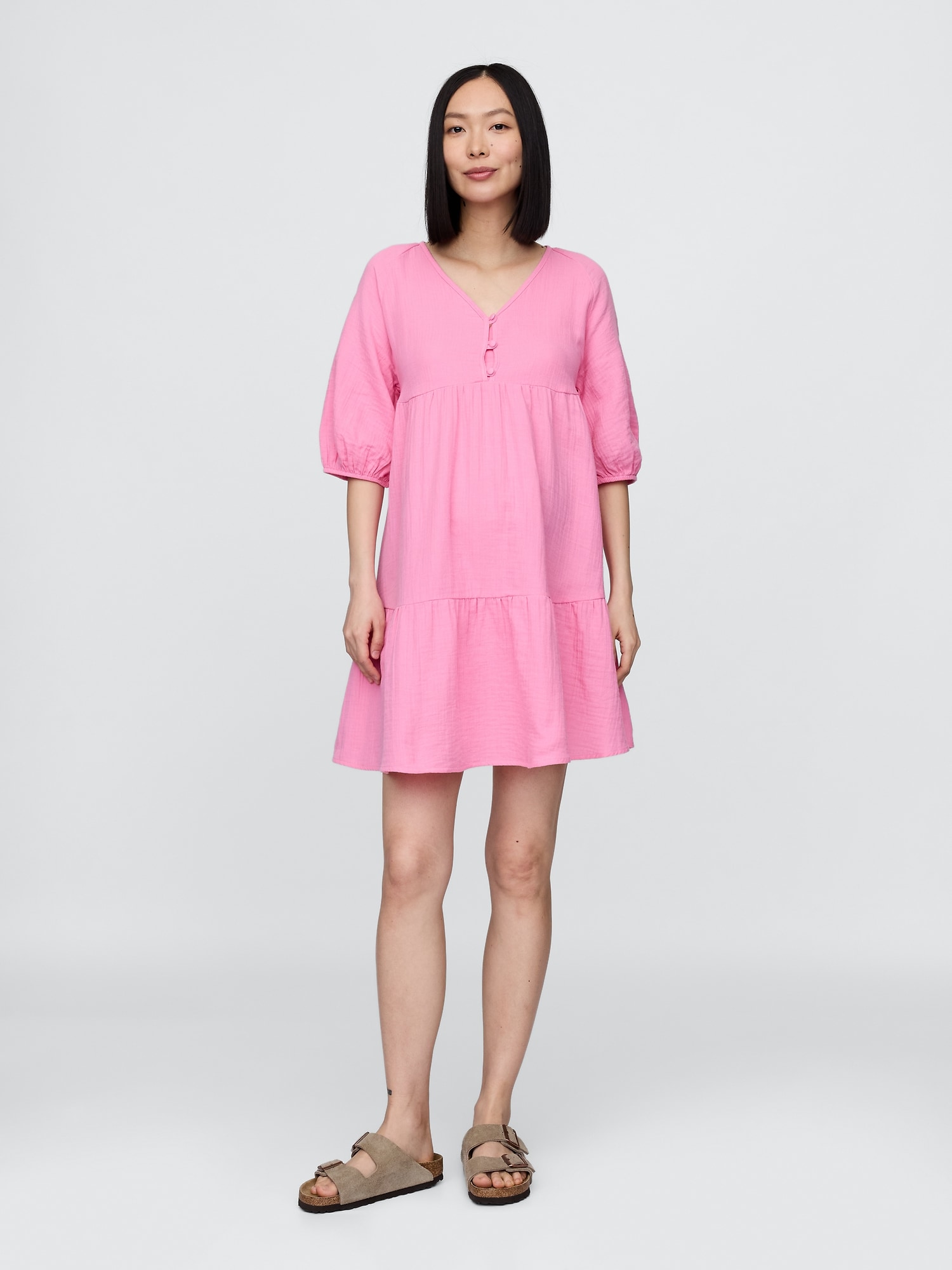 Gap Maternity Crinkle Gauze Tiered Dress