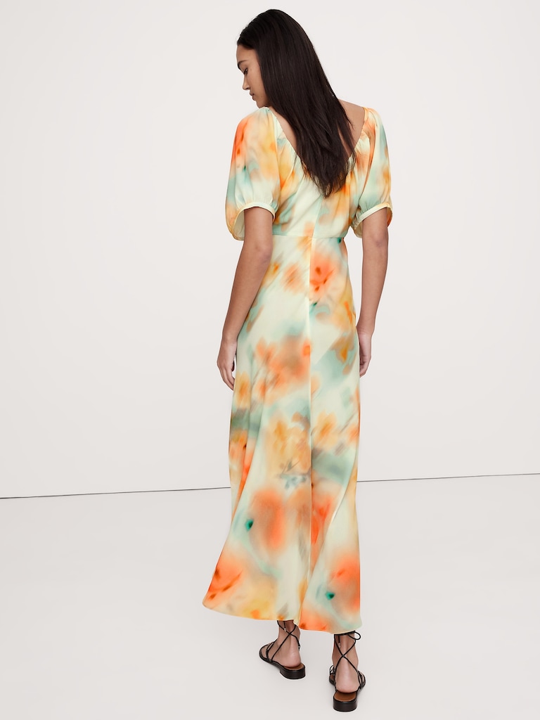 Crepe V-Neck Maxi Dress