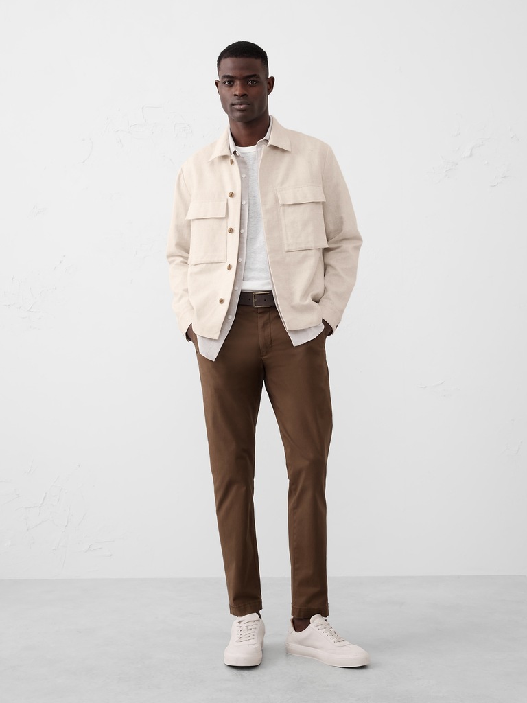 Tailored-Fit Textured Canvas Overshirt