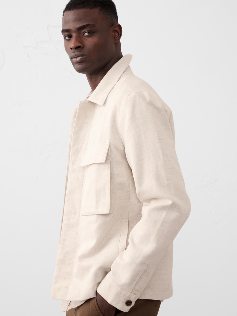 Tailored-Fit Textured Canvas Overshirt