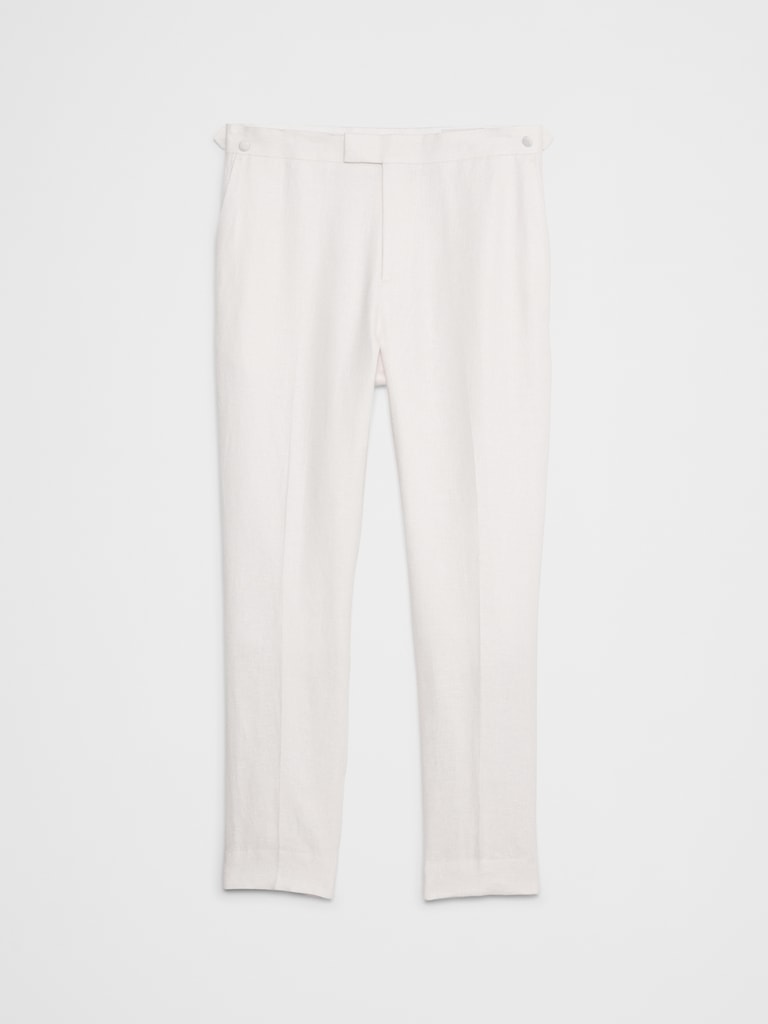 Tailored-Fit Linen White Tuxedo Pants