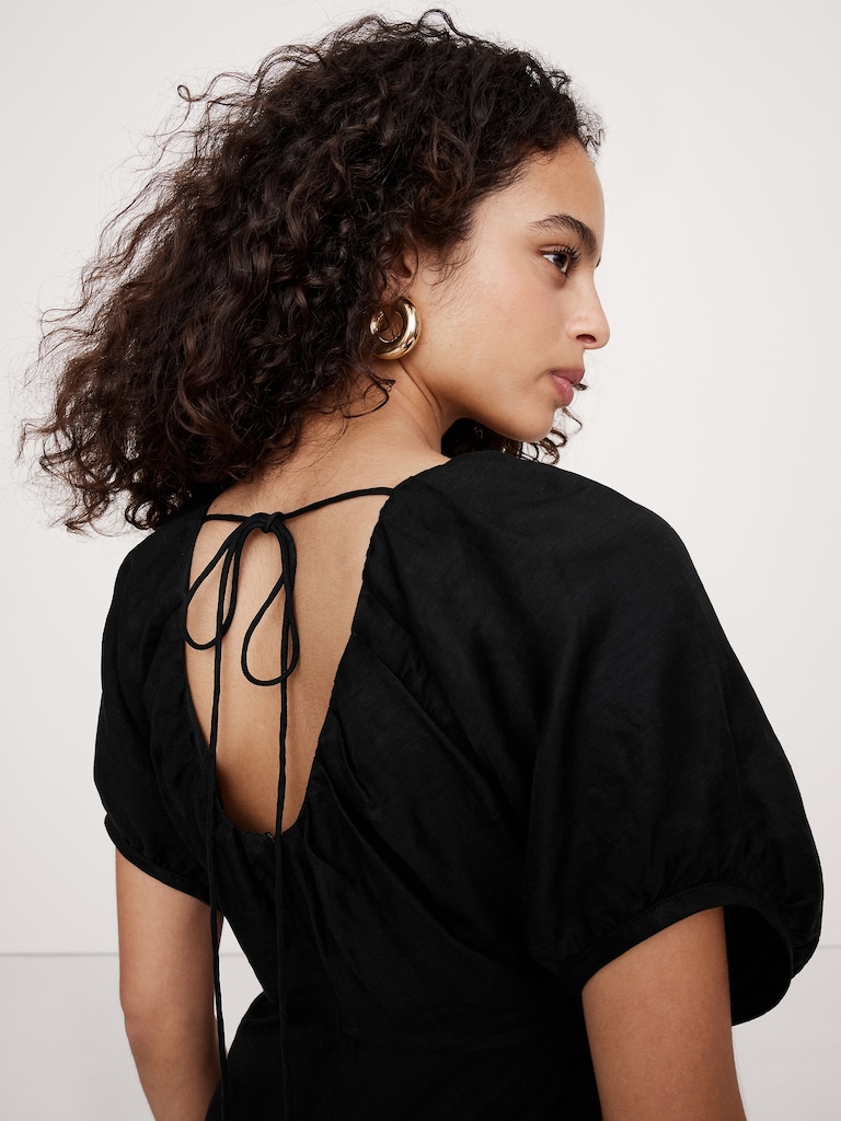 Viscose-Linen Ruched Maxi Dress