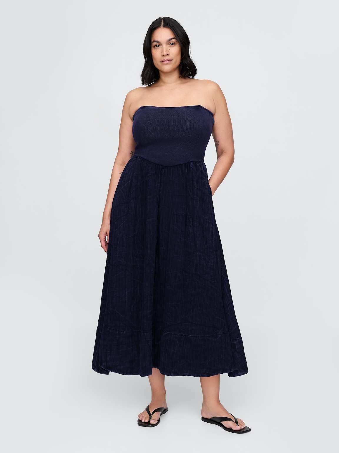 Cotton Gauze Mixed Media Maxi Dress