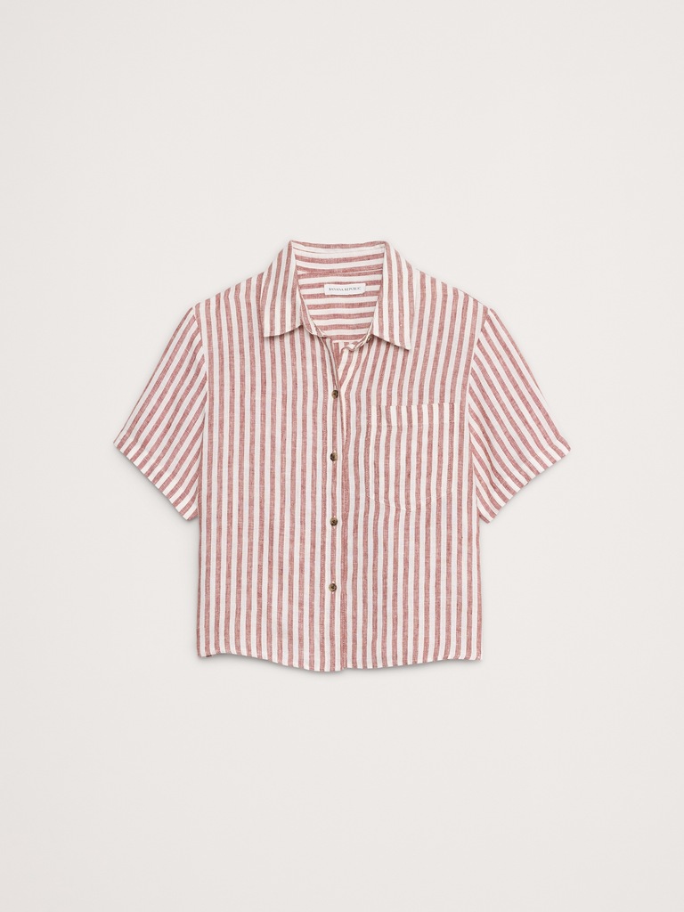 Boxy Linen Short-Sleeve Shirt