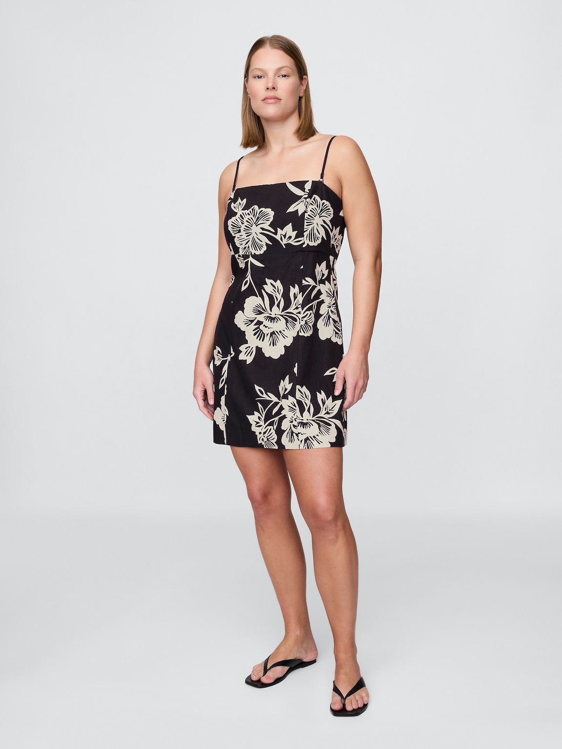 Linen-Blend Mini Dress